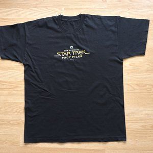 Vintage 90s Star Trek Fact Files Men's Black T Shirt, Single Stitch, Size L